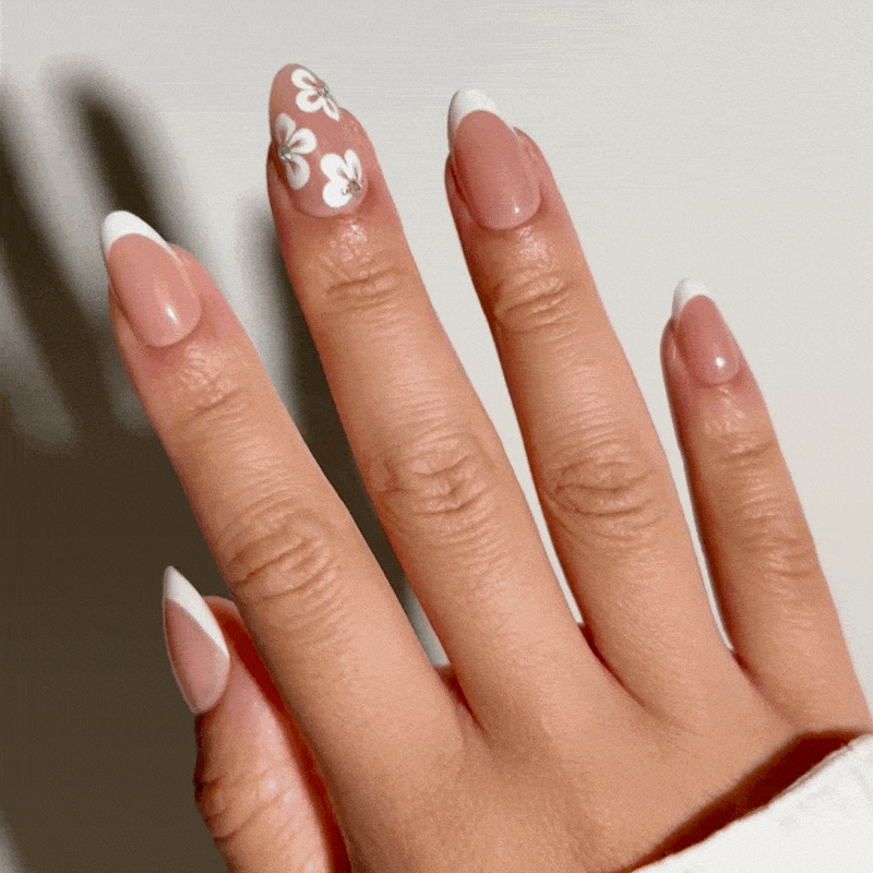 Peach Fleur - Almond Sustainable Nails