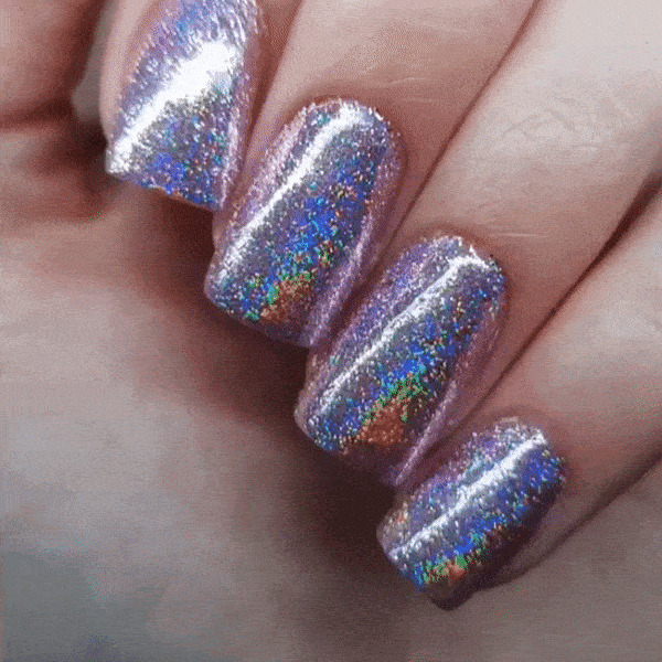 vibrant and glittery lilac shade   